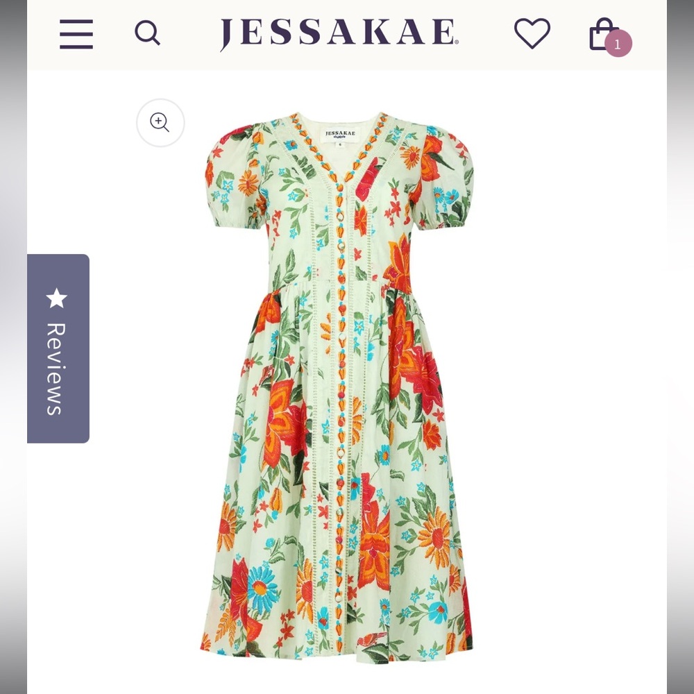 JessaKae Leilani Colorful Floral Puff Sleeve Dress